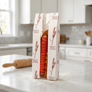 Custom SOS Food Packaging Recyclable Art Paper Offset Printing Classic Style Baguette Paper Bag With <b>Window</b> Self Adhesive <b>Seal</b> - Product Image 2