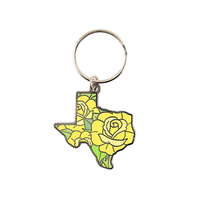 Porte-clés en émail personnalisé avec carte de l'État du Texas, souvenir de voyage américain, porte-clés en métal, cadeau personnalisé, vente en gros
