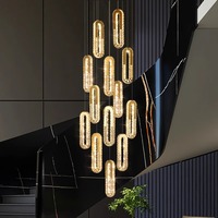 Lustre suspendu en cristal pour plafond haut, décoration de villa, escalier, lustre LED personnalisé