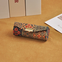 Étui à rouge à lèvres pliable de style vintage avec miroir, boîte de rangement de maquillage de voyage compacte, élégante, minimaliste, anti-poussière et portable