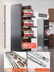 Metal <strong>Tall</strong> Living Room Storage Rack 5-layers Slim Pull-Out Metal Freestanding Unit Cabinet <strong>Narrow</strong> Spaces Multi-Tier <strong>Drawers</strong> - Product Image 3