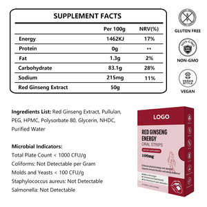 Biểu Tượng Tùy Chỉnh 100Mg Nhân Sâm Đỏ Năng Lượng Dải Miệng Của Phim Thảo Dược Miệng Phim Mỏng Bổ Sung Nhà Sản Xuất - Product Image 2
