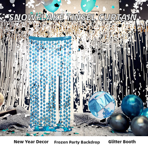 Cortinas de Lentejuelas Azules con Diseño de Copo de Nieve, 1x2m, Fondo Brillante para Cumpleaños, Navidad, Nochevieja, Temática Frozen - Product Image 5