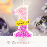 Bougies personnalisées avec logo et numéro, créatives pour anniversaire, 100 jours, couleur bonbon, bougies à enfiler pour pâtisserie, décorations de gâteaux, style romantique