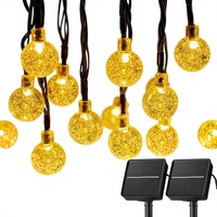 Guirlandes solaires, petites, étanches pour l'extérieur, lot de 2, 60 LED, 21,33 pieds, 8 modes d'éclairage, décoration de jardin, de cour, de véranda, de mariage, de fête