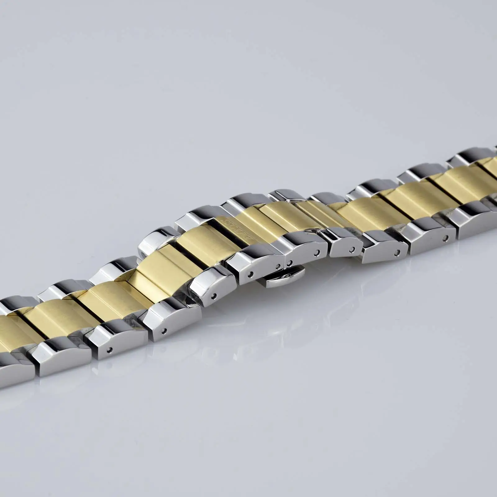 Custom Gold Mens 20mm Metal Bracelet 316L Solid Stainless Steel Watch Strap Bands