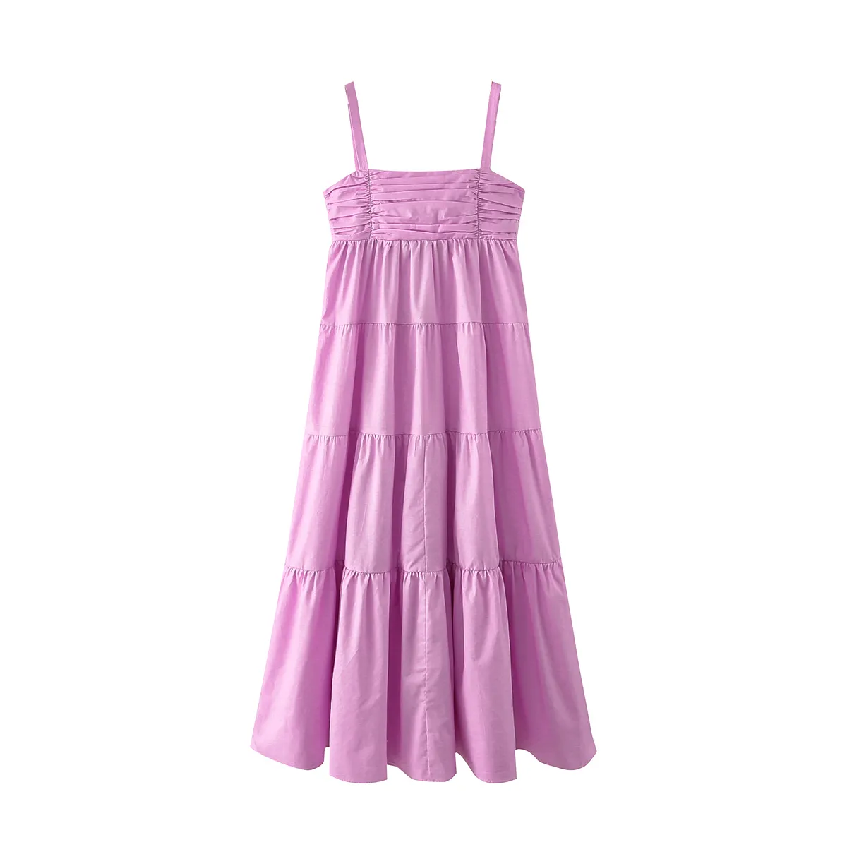 Purple color vintage design ladies fashion summer wholesale casual long maxi cotton dress