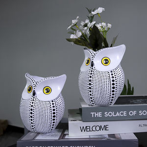 Nordic Style Modern Creative Resin Crafts Black and White <strong>Owl</strong> Vase Home Decor Figurines <strong>Ornaments</strong> for Living Room - Product Image 2