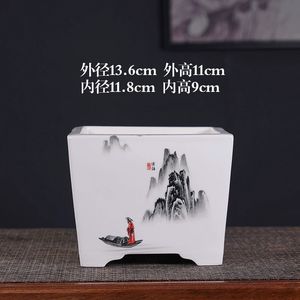 <span class=keywords><strong>Vasi</strong></span> per Piante Bonsai da Interno in Ceramica con Pittura a Inchiostro <span class=keywords><strong>di</strong></span> Paesaggio - Product Image 5