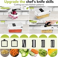 15-in-1 multifunctionele voedselhakker professionele uienhakker met 6 messen groentesnijder met opvangbak voor salade