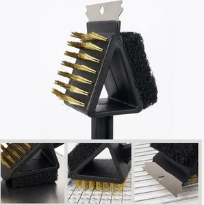 Brosse et grattoir pour barbecue 3 en 1, éponge avec long manche, accessoires de barbecue pour le camping - Product Image 5