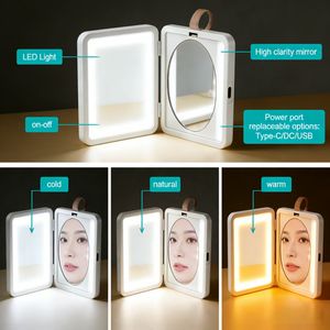 Intelligent Portable Foldable <b>Makeup</b> <b>Mirror</b> <b>with</b> <b>LED</b> <b>Light</b> Rechargeable Personalized Travel <b>Mirror</b> - Product Image 2