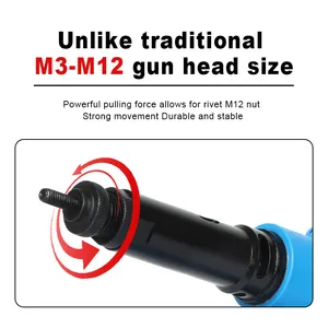 Industrial Grade M312 Hidráulica Pneumática Air Rivet Nut Gun Aço Inoxidável Ferramenta Poderosa Rebite M3-M12
