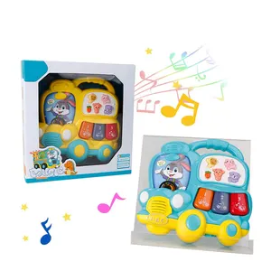 Hot Sale Baby Educational Cute Rabbit School Bus Keyboard Piano Cartoon Music Baby Toy Electronic Organ Musical Toy for Kids