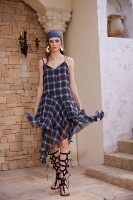 Robe mi-longue en mousseline Y2K personnalisée à bretelles fines, coupe trapèze, ourlet irrégulier, style nuisette, pour femme, mode été-printemps, ODM OEM