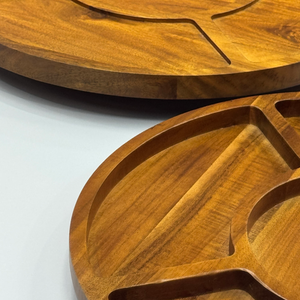 Assiettes en bois d'acacia du Vietnam, assiettes rondes en bois, faciles à nettoyer, légères, pour plats, en-cas, desserts - Product Image 3