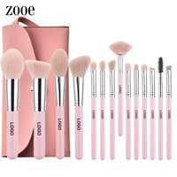 Kuas Makeup Mewah Warna Pink 7pcs 14pcs Logo Sintetis Vegan Set Kuas Makeup Profesional Label Pribadi Brochas De Maquil