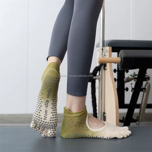 JZVINA <b>Women</b> Five Toes Cutout Grip <b>Socks</b> Hollow Out Design Anti Slip Silicone <b>Socks</b> <b>For</b> Yoga Pilates Studio Fitness Training - Product Image 1