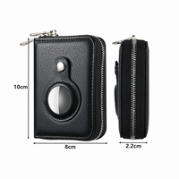 Portefeuille porte-cartes en cuir PU avec blocage RFID, plusieurs emplacements pour cartes, fermeture éclair, pochette pour cartes de crédit avec tracker intégré