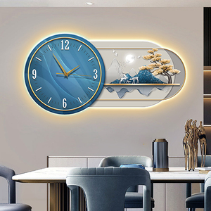 Hiện đại trang trí nội thất đồng hồ sang trọng pha lê sứ bức Tranh phong cảnh LED Tường nghệ thuật đồng hồ treo tường - Product Image 5