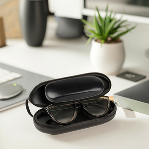 Custodia personalizzata per occhiali in pelle sintetica nera per bambini occhiali da vista a buon mercato con struttura in metallo rettangolo Custom Logo borse per occhiali da vista - Product Image 6