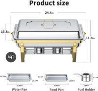 Liyunda – Ensemble de chauffe-plats et de réchauds de buffet en acier inoxydable 9L avec cadre pliable pour mariages, fêtes, banquets et événements traiteur
