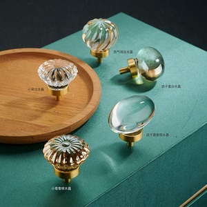 Pumpkin Round <strong>Crystal</strong> Single Small <strong>Knob</strong> <strong>Cabinet</strong> Furniture Drawer Handle Kitchen Hardware Brass Handle - Product Image 4