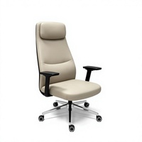 Chaise de conférence exécutive ergonomique moderne à dossier haut pivotant en cuir véritable avec hauteur réglable et structure en fer