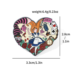Badge en métal électroplaqué et broche en alliage à goutte d'huile, motifs personnages de films, séries TV et dessins animés d'Europe et d'Amérique, <span class=keywords><strong>Alice</strong></span> <span class=keywords><strong>au</strong></span> <span class=keywords><strong>pays</strong></span> <span class=keywords><strong>des</strong></span> <span class=keywords><strong>merveilles</strong></span> <span class=keywords><strong>Chat</strong></span>, avec ressort - Product Image 6