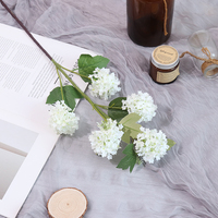 Bunga Hydrangea Sutra Buatan Lima Kepala Bentuk Bola Salju untuk Dekorasi Latar Belakang Pernikahan, Hari Valentine, Buatan Tangan, Alami, Seperti Asli