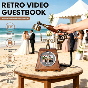 Livre d'or audio téléphonique moderne 32 Go en bronze, en ABS durable, impression numérique pour mariages, anniversaires et décorations de fête - Product Image 1