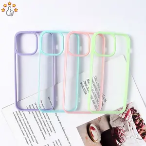 Casing ponsel DIY perbatasan warna Macaron casing ponsel TPU transparan casing kustom