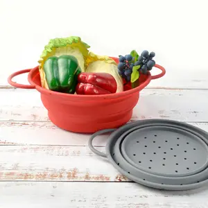 Food Strainers Kitchen Tool Silicone Collapsible Colander Strainer Vegetables Basket For Cooking