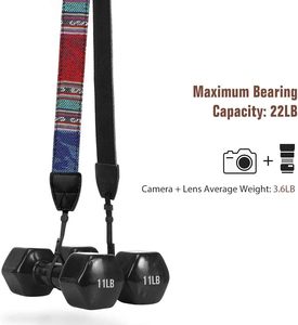 Sangle de caméra large en coton doux de Style vintage pour les photographes tissé réglable universel cou épaule bandoulière sangle - Product Image 4