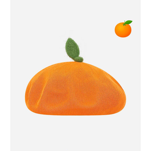 Chapeau béret fille mignon et doux de style japonais grand orange respirant et polyvalent pour les femmes pour l'hiver pour les peintres de fruits - Product Image 1