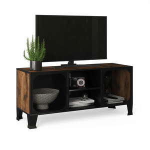 Soporte para TV de MDF y metal marrón rústico de 41,3x14,2x18,5 pulgadas con un tamaño cómodo para muebles de sala de estar - Product Image 1