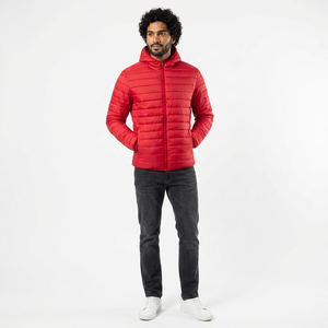 Custom Logo <b>Men's</b> High-Neck Hooded Sport Puffer <b>Jacket</b> High Fabric Waterproof Outdoor Canvas Stand Zipper <b>Letter</b> Pocket High - Product Image 1