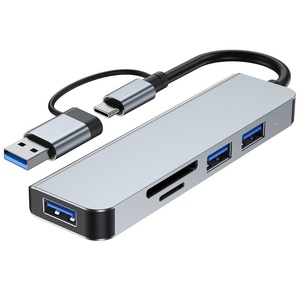 5-in-1 aluminium USB-C hub met SD/TF kaartlezer, 3 USB 3.0 poorten voor pc's, laptops, <span class=keywords><strong>MacBook</strong></span> Pro/Air, iMac Pro, Surface tablet pc's - Product Image 2