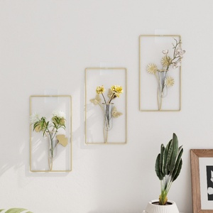 Vase hydroponique mural en fer de style nordique, luxe léger, sans perçage, décoration moderne pour salon, élégant au mur - Product Image 4