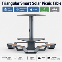 Banc solaire intelligent multifonctionnel avec chargeur de téléphone sans fil et table de charge pour parcs urbains extérieurs