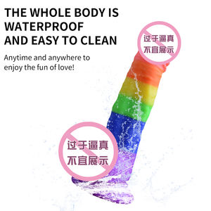 Consolador de silicona arcoíris con cabeza de hongo suave para mujer, masturbador líquido colorido, producto de masaje - Product Image 3