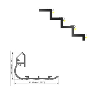 Ltd8050 đặc biệt được thiết kế nosing lưỡi LED Nhôm hồ sơ cho cầu thang ánh sáng với màu trắng hoặc màu đen cho khu vực đi bộ - Product Image 3