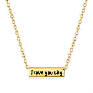 Fashion Pendant <b>Necklace</b> 5mm Hollow <b>Long</b> Strip Zinc Alloy Steel Gold Rose Gold Laser Engraved Daily Gift - Product Image 1