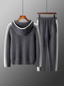 Novo Conjunto de Calças e Cardigan Coreano de Inverno para Homens, 100% Lã, Com Capuz, Estilo Solto e Colorido - Product Image 2
