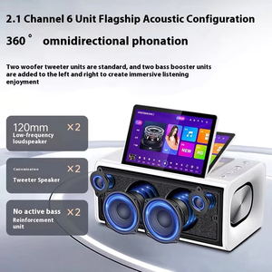 All-in-one สมาร์ท Android แบบพกพาระบบลำโพงสำหรับงานปาร์ตี้ที่บ้าน KTV เครื่องเล่นคาราโอเกะขนาดเล็กพร้อมไมโครโฟนไร้สาย2ตัว - Product Image 4