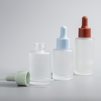 Flacon compte-gouttes en verre dépoli à épaule plate pour huiles essentielles, sérums et essences, 30ml 50ml, en stock, flacon de sous-conditionnement