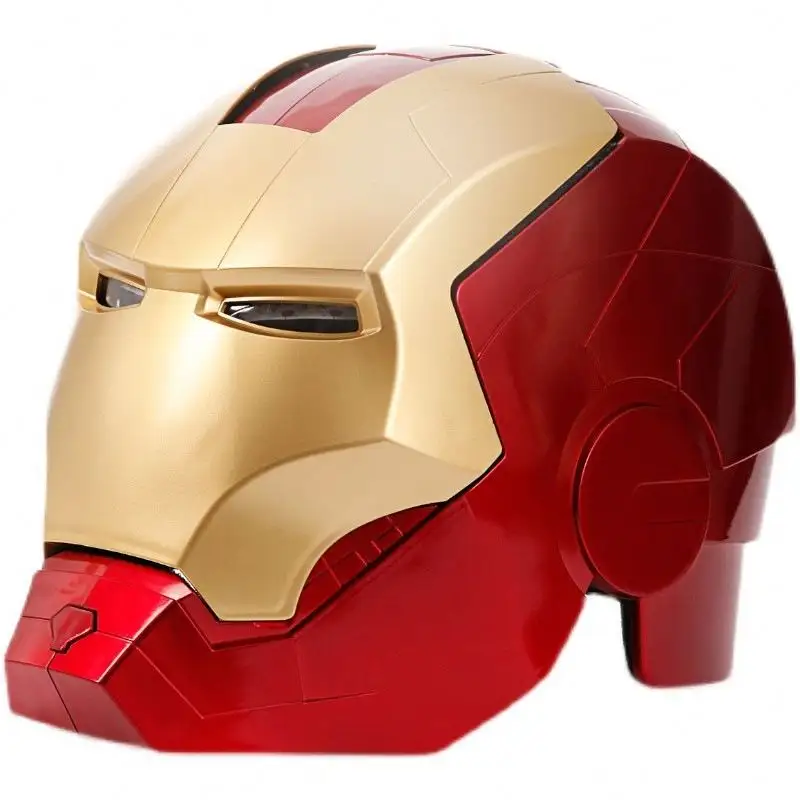 Ironman casco luz Led figuras de acción colección PVC modelo juguetes usable Cosplay props ojos brillo Regalo 1