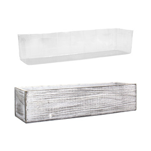 Jardinière en bois brun (17x5x4 pouces) avec doublure en plastique amovible, plusieurs couleurs, boîte en bois rectangulaire rustique <span class=keywords><strong>d</strong></span>écorative <span class=keywords><strong>d</strong></span>'intérieur - Product Image 6