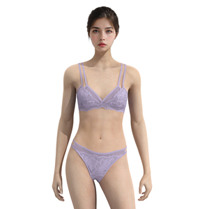 Nhà máy trực tiếp của phụ nữ hoa thêu áo ngực đặt đồ lót sexy liền mạch Push-up với ren trang trí bao gồm thongs quần lót - Product Image 5