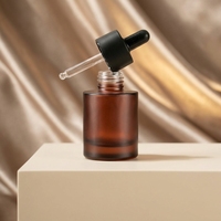 Bouteille compte-gouttes vide en verre avec Pipette, 30ml 40ml, épaule plate, huile essentielle, sérum, givré, transparent, vente en gros